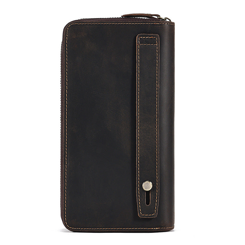 Genuine Leather Brown Mens Wallet European Retro Slim Bifold Card Holder - genuine leather