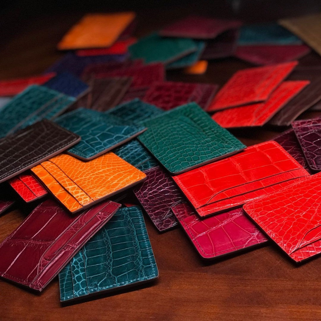 Genuine Leather Card Holder Clip Open Urban Minimalism in Multiple Colors - Snag This Croc Wallet for Chic Fun united