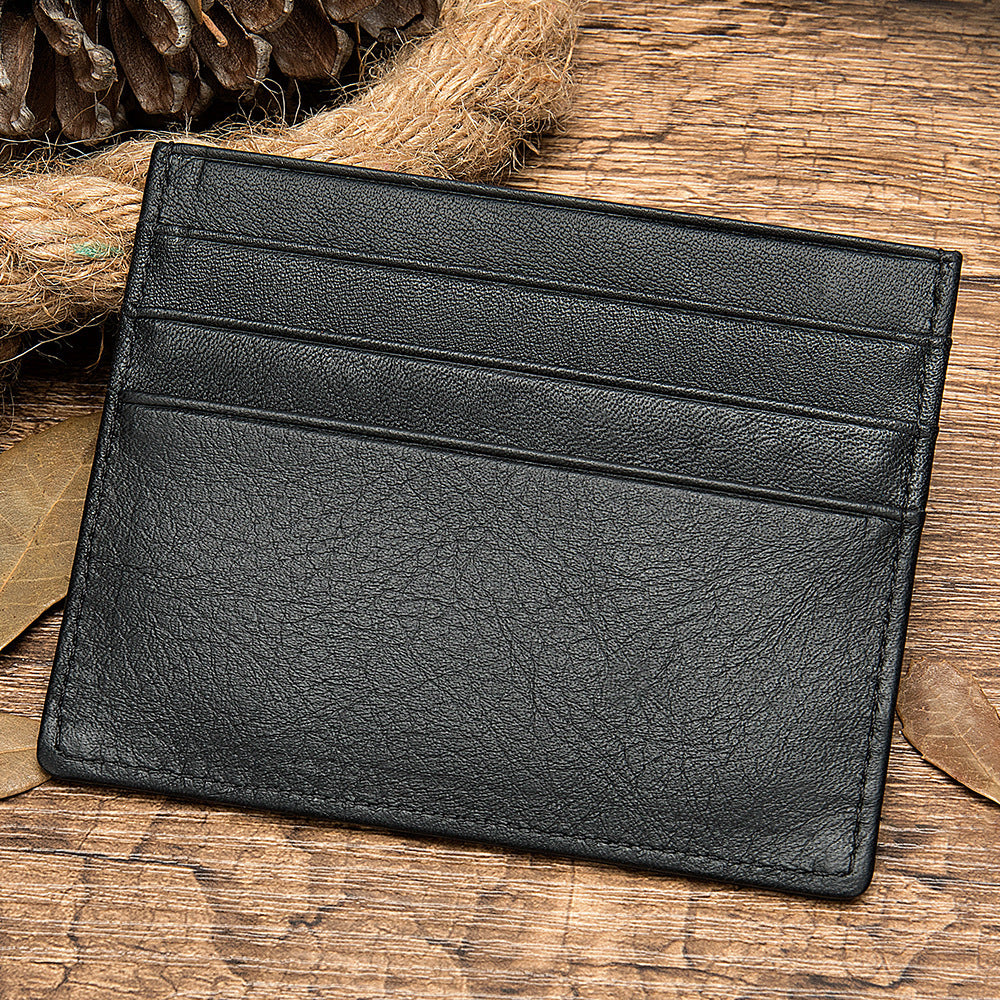 Genuine Leather Card Holder for Men and Women in Cowhide Black Brown - genuine leather card holder