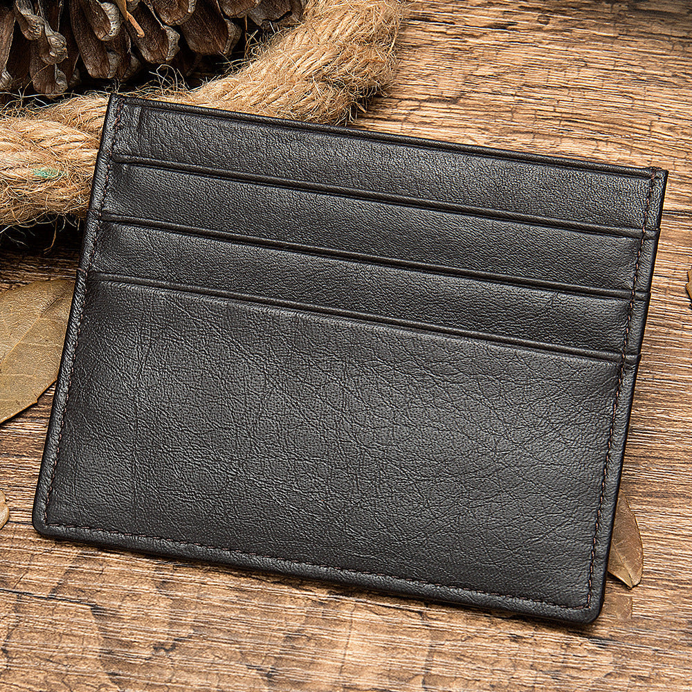 Genuine Leather Card Holder for Men and Women in Cowhide Black Brown - genuine leather card holder