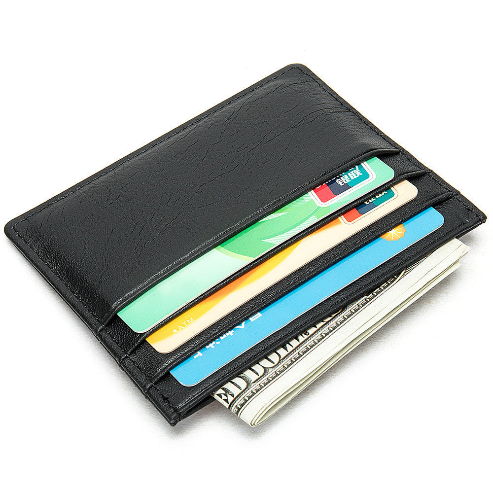 Genuine Leather Card Holder for Men and Women in Cowhide Black Brown - genuine leather card holder