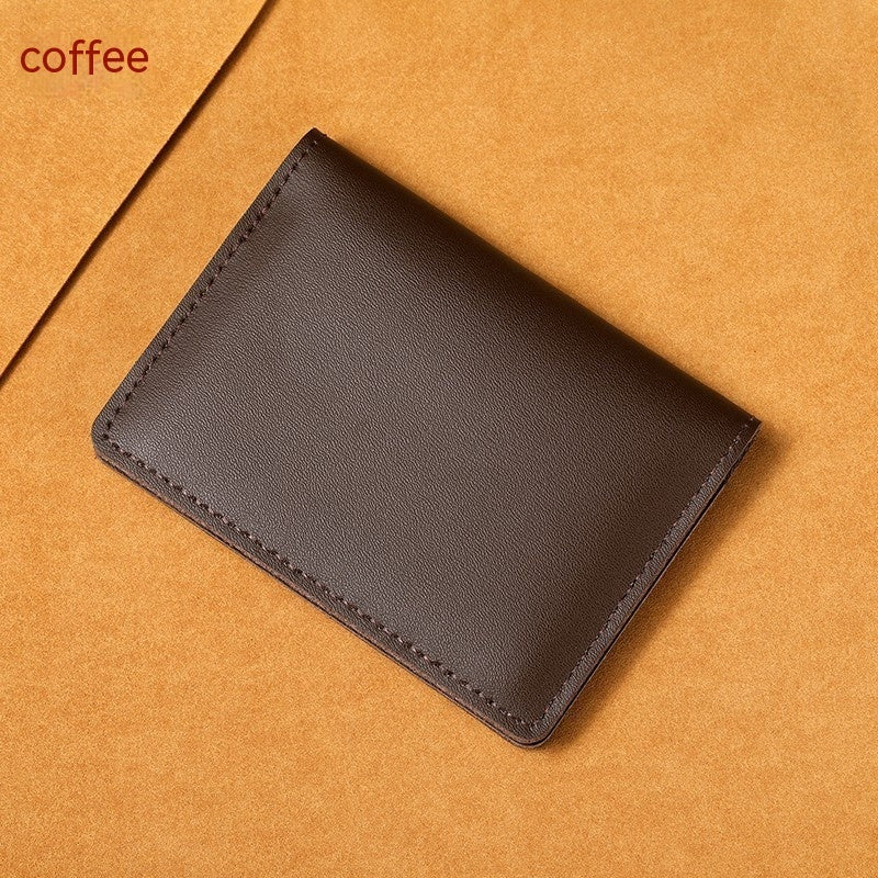 Genuine Leather Card Holder Wallet for the United States in Black or Brown - Ultra-thin Cowhide Stylish Cramming united