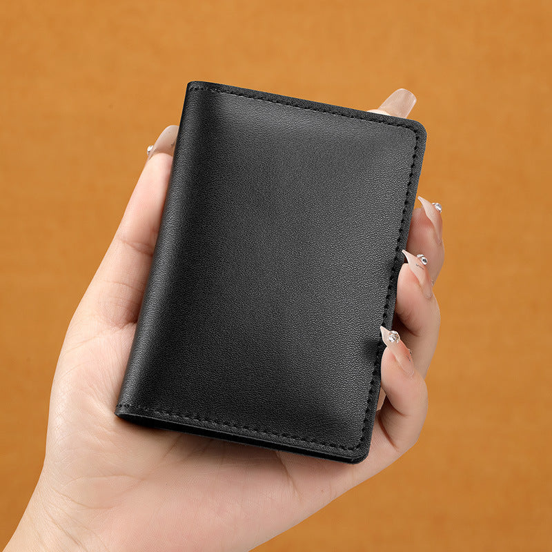 Genuine Leather Card Holder Wallet for the United States in Black or Brown - Ultra-thin Cowhide Stylish Cramming united