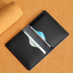 Genuine Leather Card Holder Wallet for the United States in Black or Brown - Ultra-thin Cowhide Stylish Cramming united