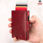 Genuine Leather Card Holder with Anti-Theft RFID Blocking for United States and Crazy Horse Style - Wallet That Doubles