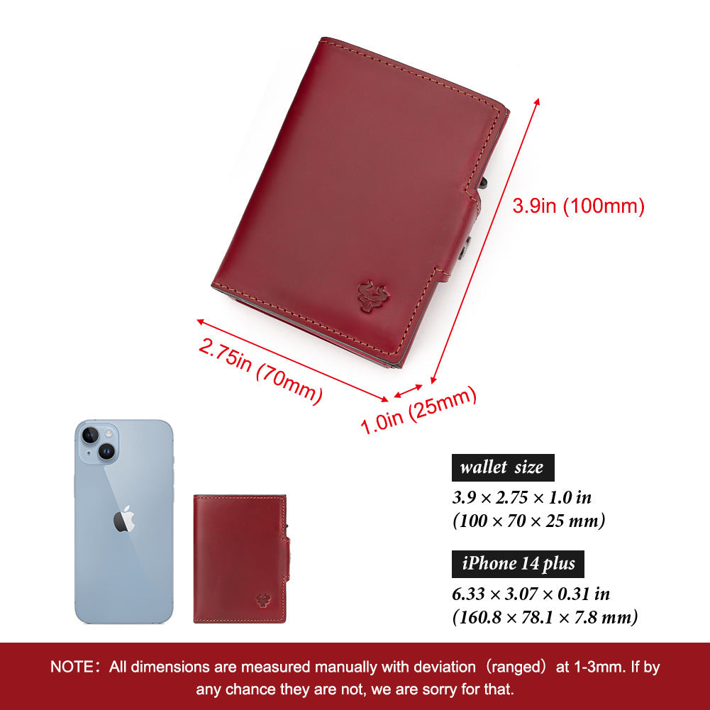 Genuine Leather Card Holder with Anti-Theft RFID Blocking for United States and Crazy Horse Style - Wallet That Doubles