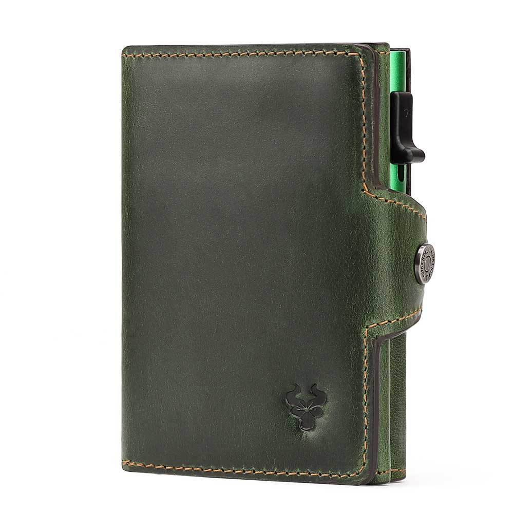 Genuine Leather Card Holder with Anti-Theft RFID Blocking for United States and Crazy Horse Style - Wallet That Doubles