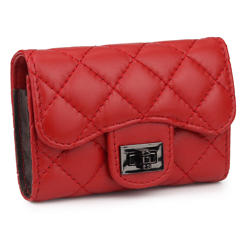 Genuine Leather Card Holder with Coin Pocket in Red Green Black Pink Apricot for the United States - Sheepskin That’s