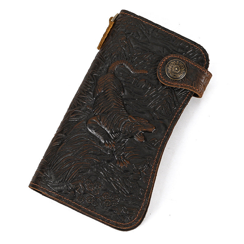 Genuine Leather Card Holder with Crazy Horse Finish in US and CHF Styles - Wallet: Anti-Theft for Wild Adventures