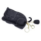 Genuine Leather Coin Purse and Key Bag with Litchi Pattern in Multiple Colors - Lounge Style: Cat genuine leather coin