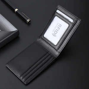 Genuine Leather Credit Card Wallet RFID Blocking Bifold for Men and Women - credit card