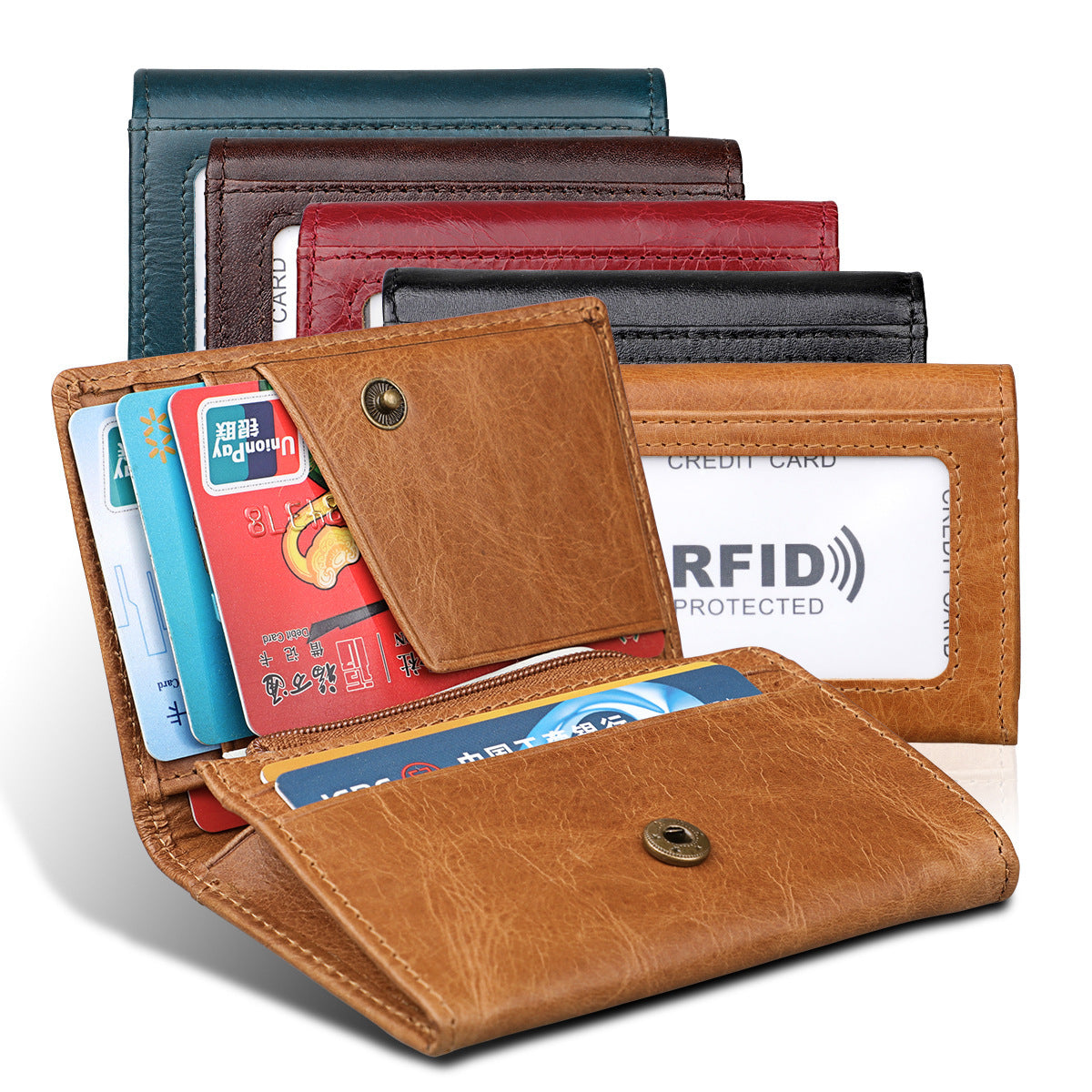 Genuine Leather KB171 Wallet with Internal Structure in Brown Red Blue Black - Multiple Colors genuine leather kb171