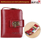 Genuine Leather Ladies Wallet with Solid Color Cotton Lining and Retro Design - Teleplus