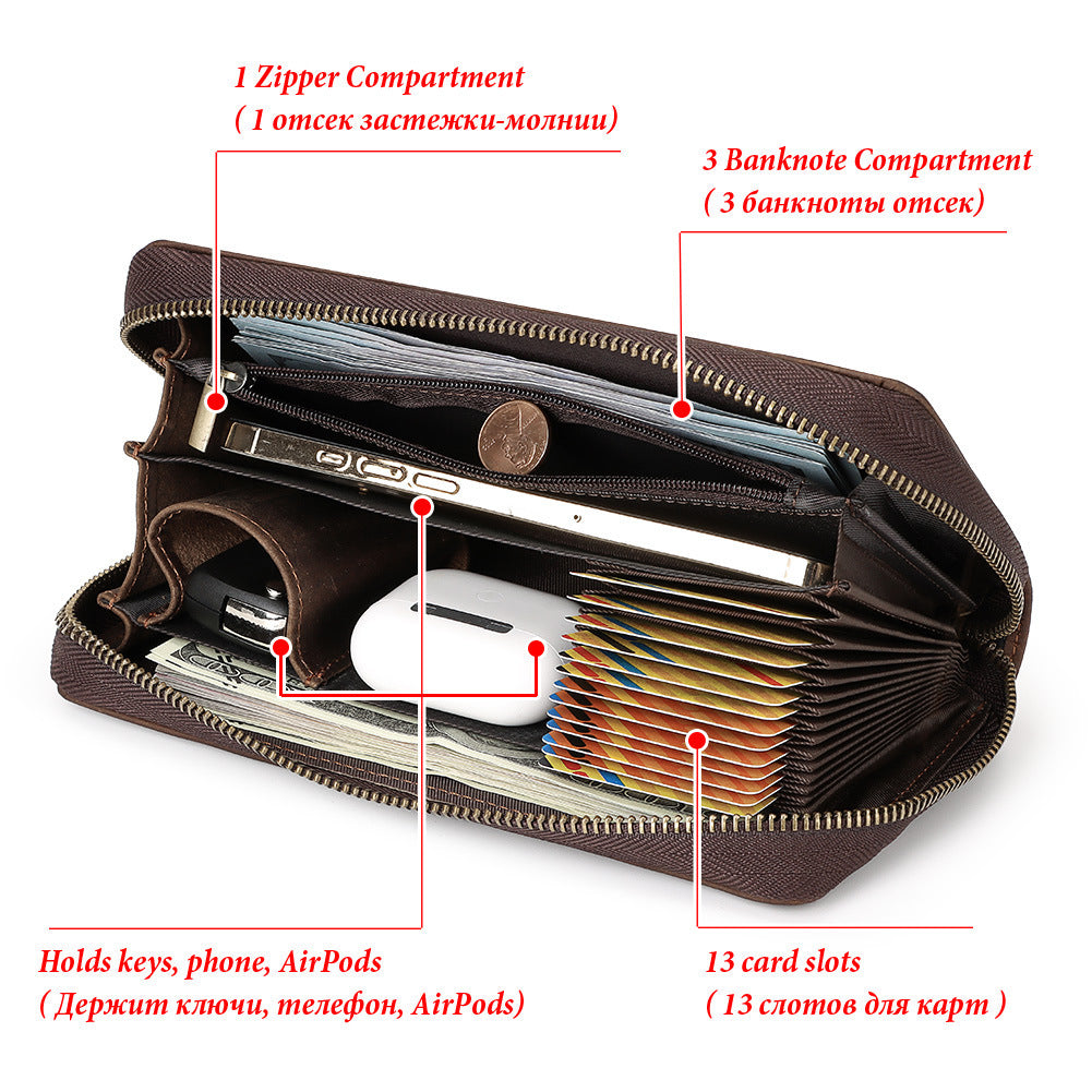 Genuine Leather Layer Cowhide Wallet with Anti-Theft Card Slot - Teleplus layer cowhide wallet anti-theft card slot