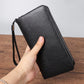 Genuine Leather Lining Wallet with Ostrich Grain in Black for the United States - Small Size Fashionistas united states