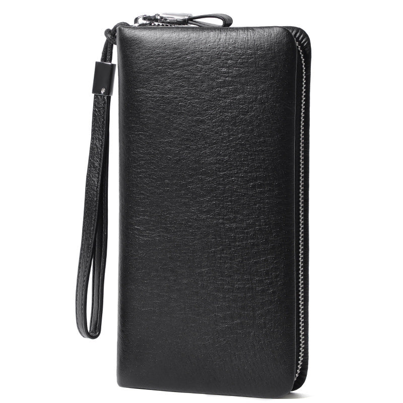 Genuine Leather Lining Wallet with Ostrich Grain in Black for the United States - Small Size Fashionistas united states