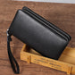 Genuine Leather Lining Wallet with Ostrich Grain in Black for the United States - Small Size Fashionistas united states