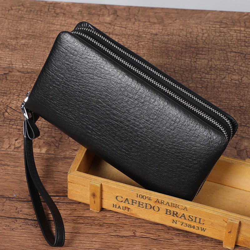 Genuine Leather Lining Wallet with Ostrich Grain in Black for the United States - Small Size Fashionistas united states