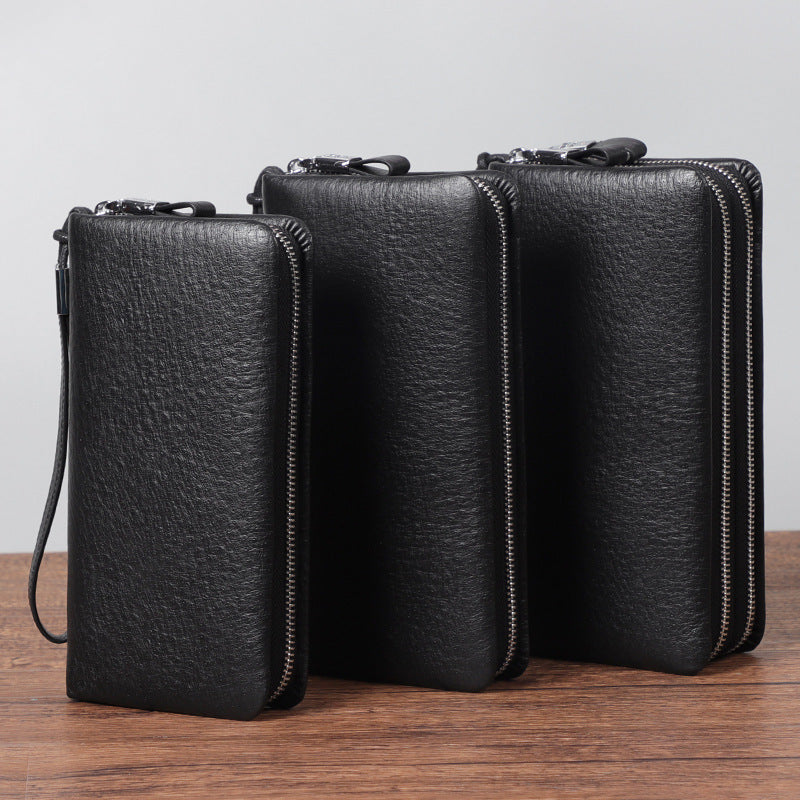 Genuine Leather Lining Wallet with Ostrich Grain in Black for the United States - Small Size Fashionistas united states