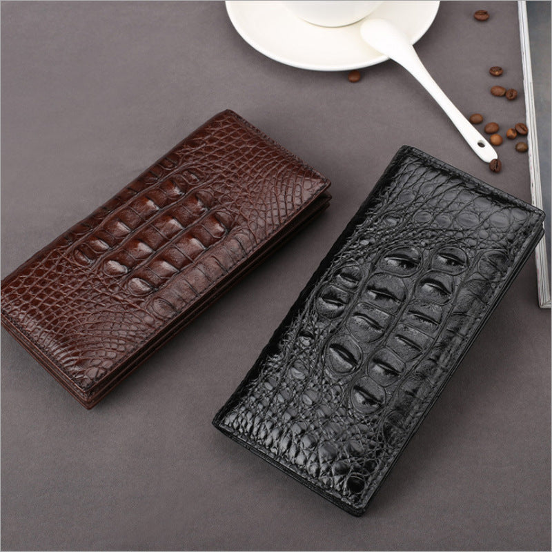 Genuine Leather Money Folder for Men with Crocodile Pattern in Black or Brown - Wallet: Classy Style Cash