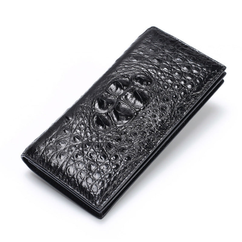 Genuine Leather Money Folder for Men with Crocodile Pattern in Black or Brown - Wallet: Classy Style Cash