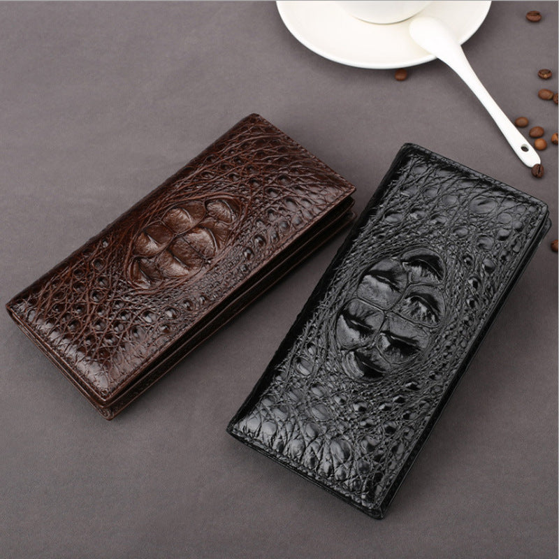 Genuine Leather Money Folder for Men with Crocodile Pattern in Black or Brown - Wallet: Classy Style Cash