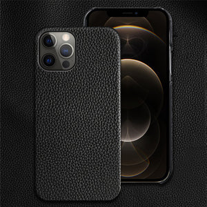 Genuine Leather Protective Case Shatterproof Mobile Phone Case - Genuine Leather Shatterproof Case with Tempered Film