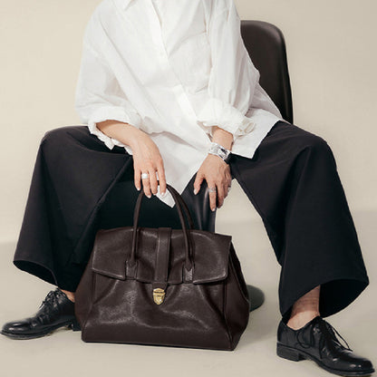 Genuine Leather Retro Large Bag for Commuters with High Capacity - Teleplus genuine leather retro large capacity