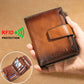 Genuine Leather RFID Wallet for Men Bifold Slim Vintage Brown Black Card Holder