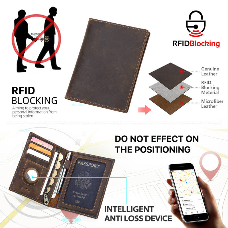 Genuine Leather RFID Wallet Waterproof Bifold Card Holder for Men and Women