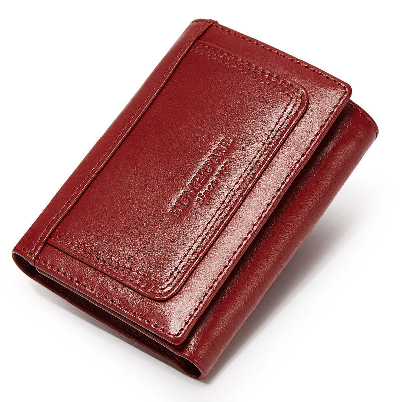 Genuine Leather Short Wallet Anti Theft Urban Minimalist for Men and Women - genuine leather