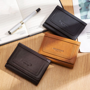Genuine Leather Short Wallet Anti Theft Urban Minimalist for Men and Women - genuine leather