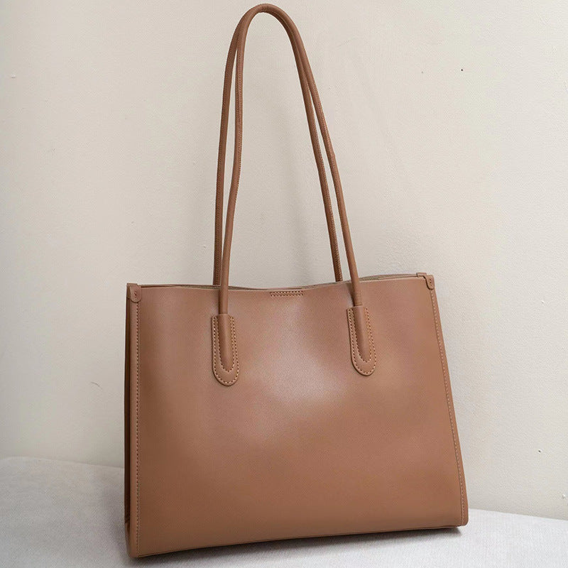 Genuine Leather Tote Bag for Commuters with Sandwich Pocket and Stylish Design - genuine leather bag tote commuter