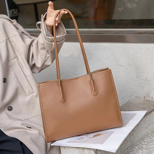 Genuine Leather Tote Bag for Commuters with Sandwich Pocket and Stylish Design - genuine leather bag tote commuter