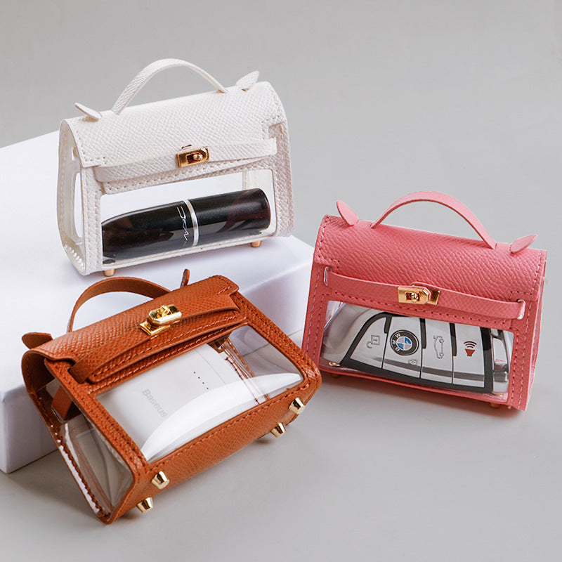 Genuine Leather Transparent Handbag for Women Internet Celebrity Style - Teleplus internet celebrity transparent handbag