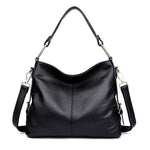 Genuine Leather Vertical Suitcase Medium Soft Cowhide Bag Black Taro - by Teleplus genuine leather