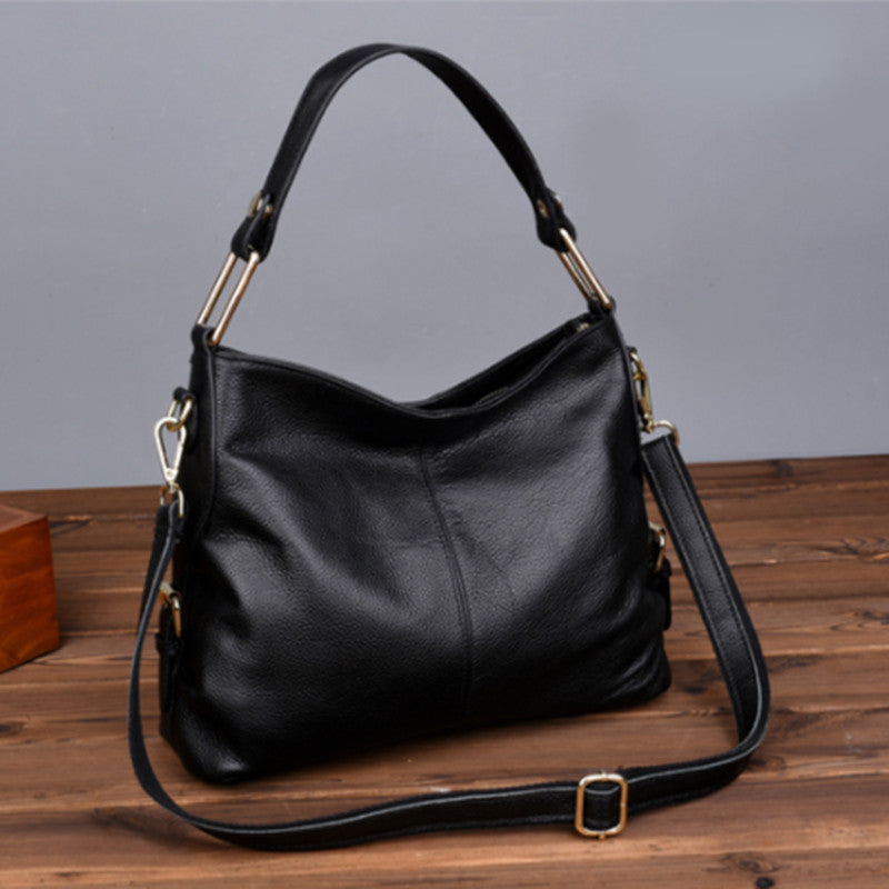 Genuine Leather Vertical Suitcase Medium Soft Cowhide Bag Black Taro - by Teleplus genuine leather