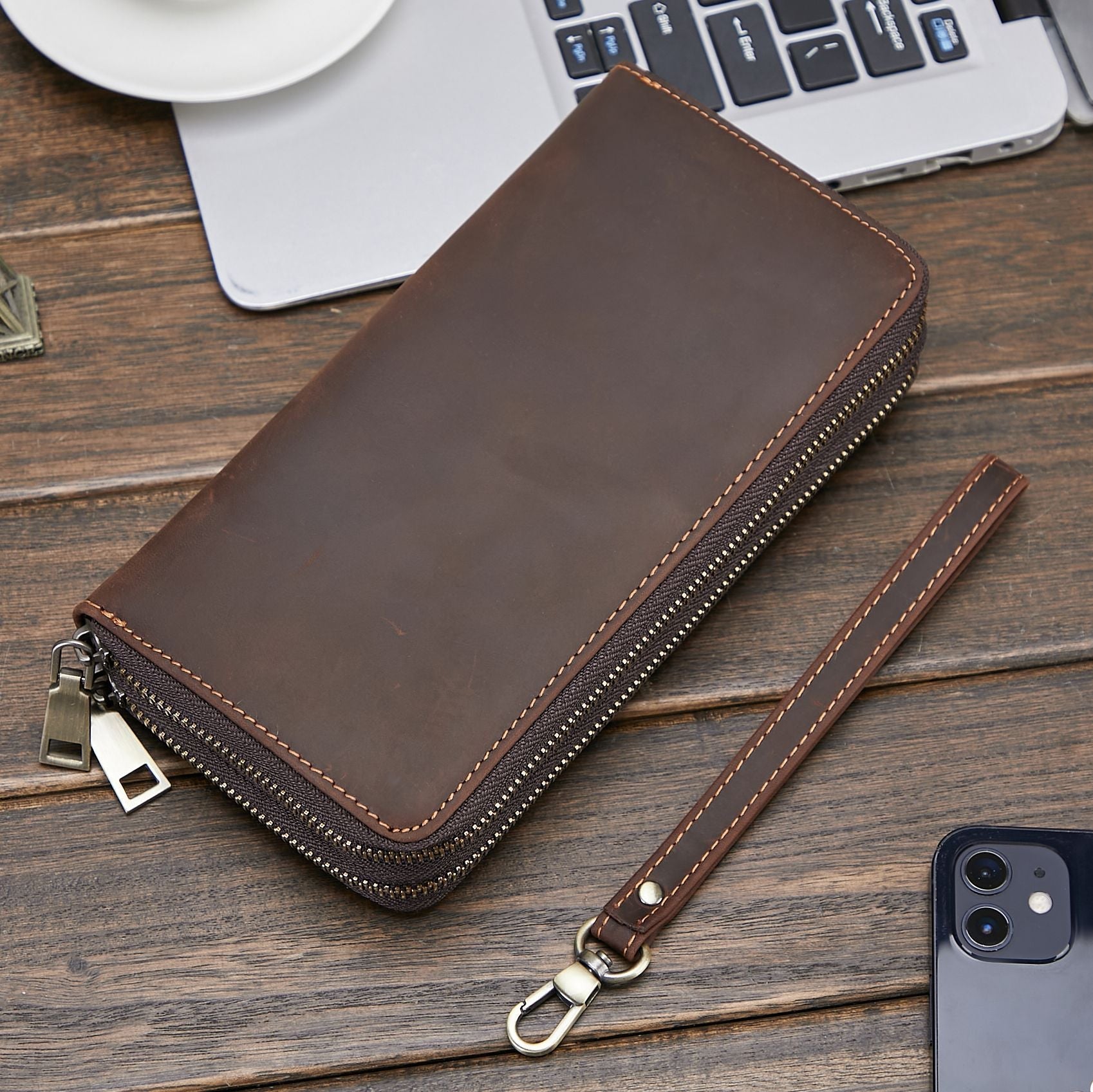 Genuine Leather Wallet for Business Travel in Brown Universal Fit CHF - Men Stylishly Retro united states chf genuine