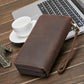Genuine Leather Wallet for Business Travel in Brown Universal Fit CHF - Men Stylishly Retro united states chf genuine