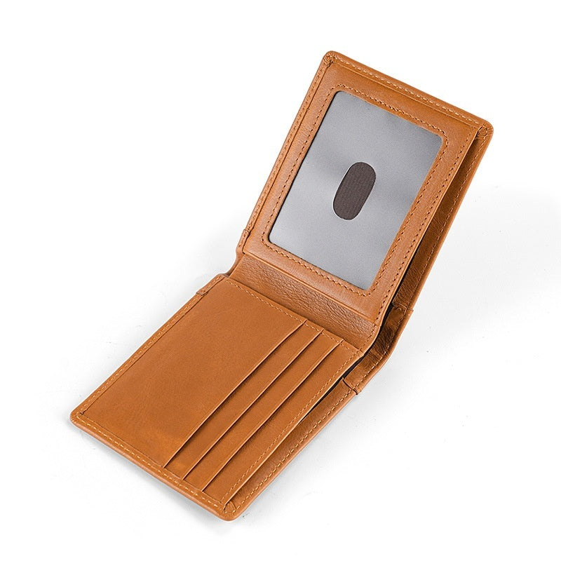 Genuine Leather Wallet for Men Slim Bifold RFID Blocking Brown Black - genuine leather