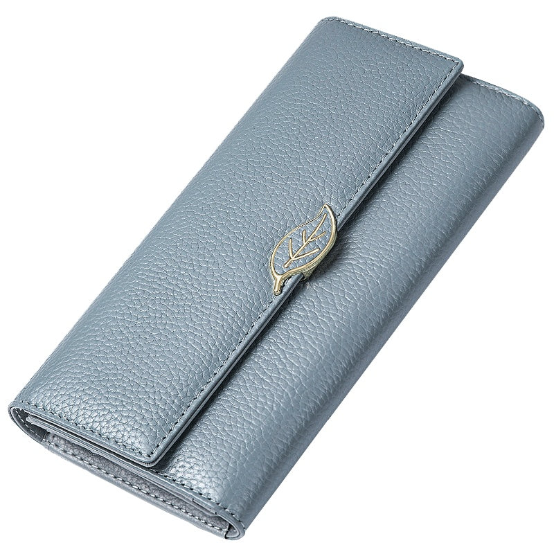 Genuine Leather Wallet in Red Black Light Blue for United States and CHF Buyers - Laughing All the Way with Layer