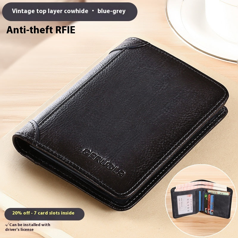 Genuine Leather Wallet with Contrasting Colors and Card Slots - Teleplus genuine leather wallet contrasting colors card