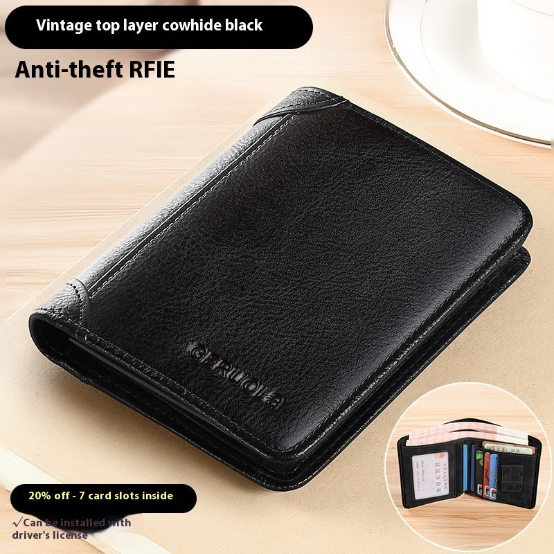 Genuine Leather Wallet with Contrasting Colors and Card Slots - Teleplus genuine leather wallet contrasting colors card