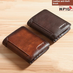 Genuine Leather Wallet with Contrasting Colors and Card Slots - Teleplus genuine leather wallet contrasting colors card