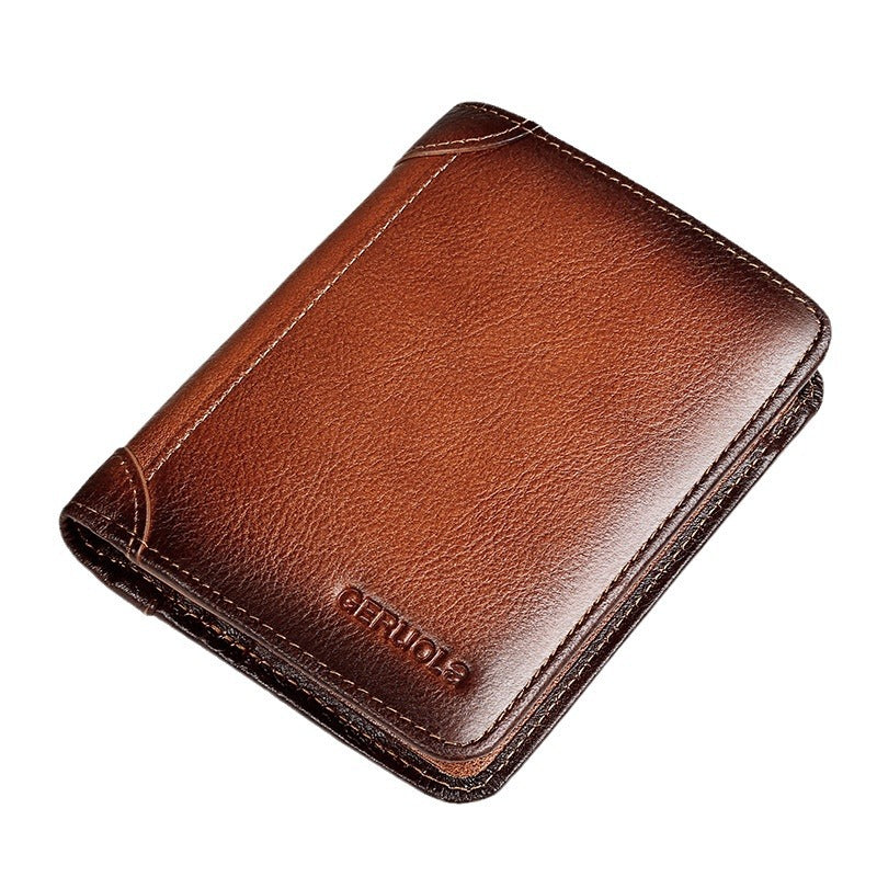 Genuine Leather Wallet with Contrasting Colors and Card Slots - Teleplus genuine leather wallet contrasting colors card