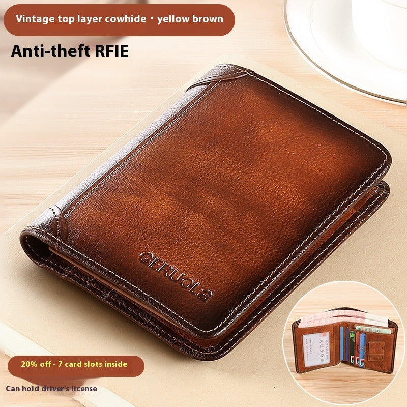 Genuine Leather Wallet with Contrasting Colors and Card Slots - Teleplus genuine leather wallet contrasting colors card
