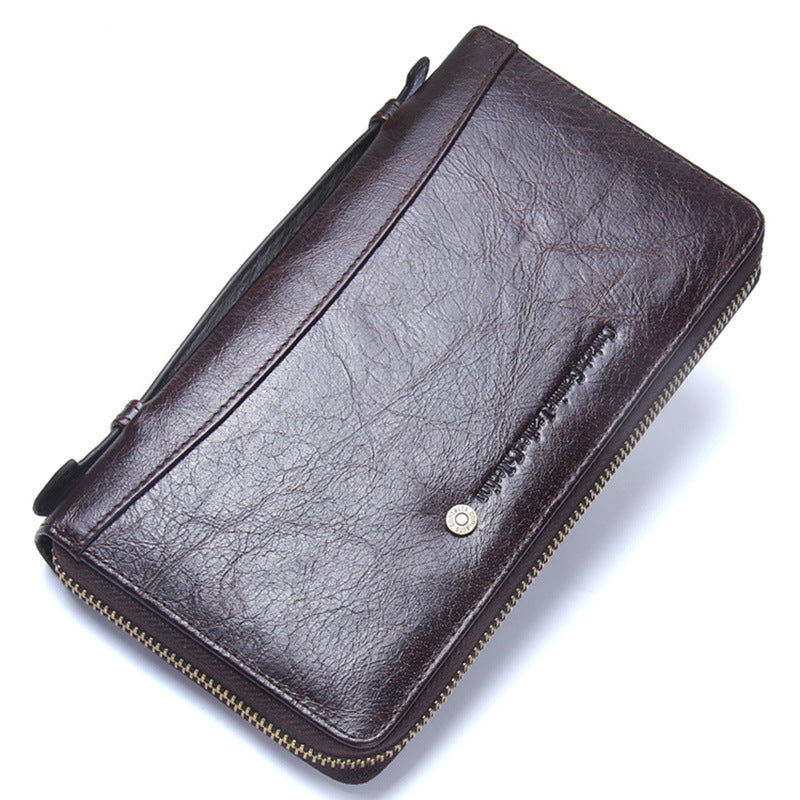 Genuine Leather Wallet with Layer Cowhide and Waterproof Polyester Lining - Teleplus genuine leather wallet waterproof