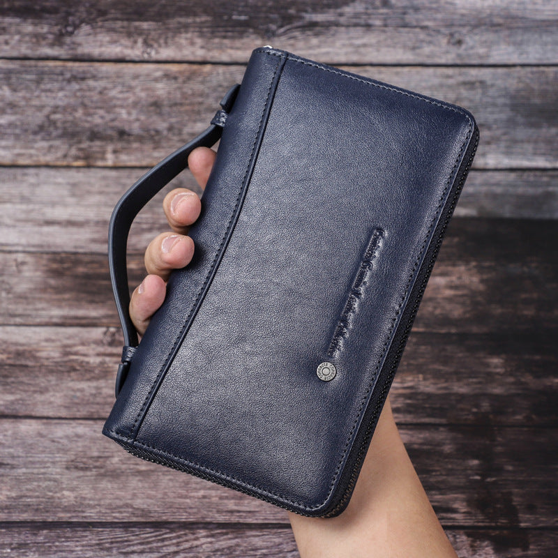 Genuine Leather Wallet with Layer Cowhide and Waterproof Polyester Lining - Teleplus genuine leather wallet waterproof