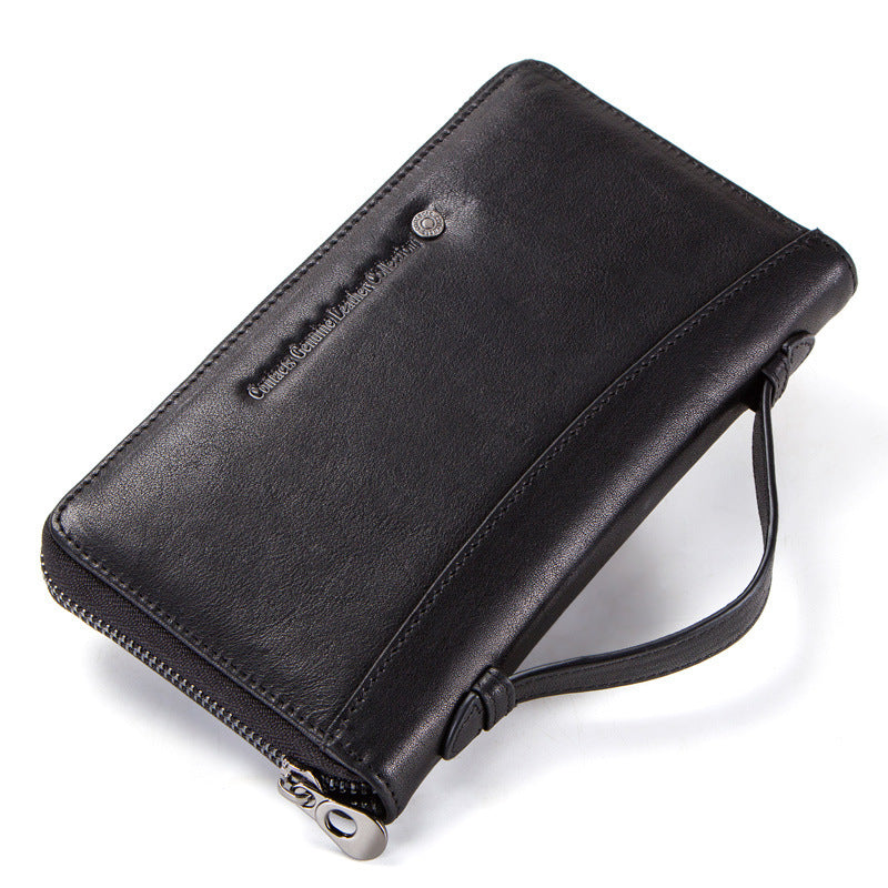 Genuine Leather Wallet with Layer Cowhide and Waterproof Polyester Lining - Teleplus genuine leather wallet waterproof