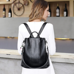 Genuine Leather Women Bag with Multiple Compartments and Fashion Backpack Design - Women’s fashion backpack genuine